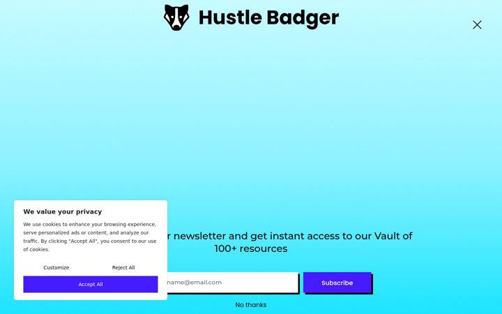 Screenshot of hustlebadger.com