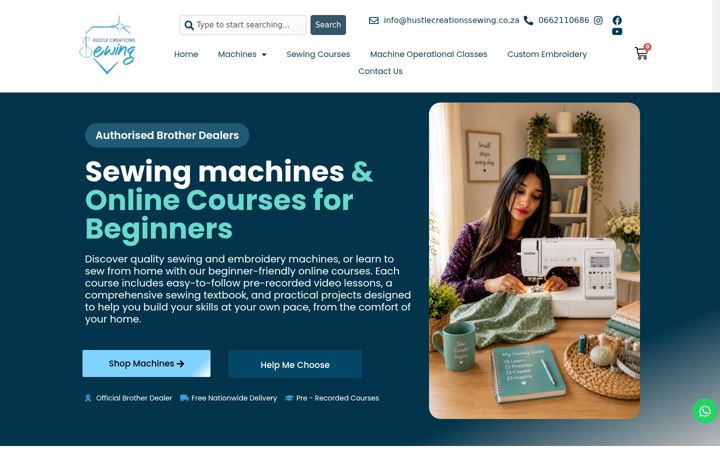 Screenshot of hustlecreationssewing.co.za