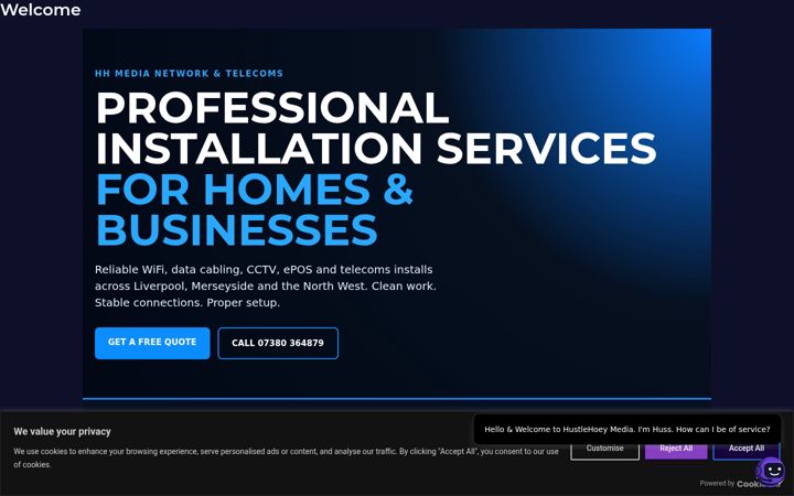 Screenshot of hustlehoey-media.com