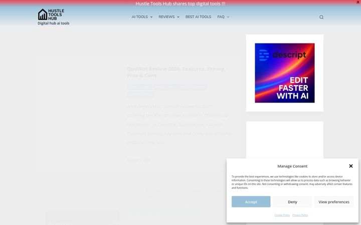 Screenshot of hustletoolshub.com
