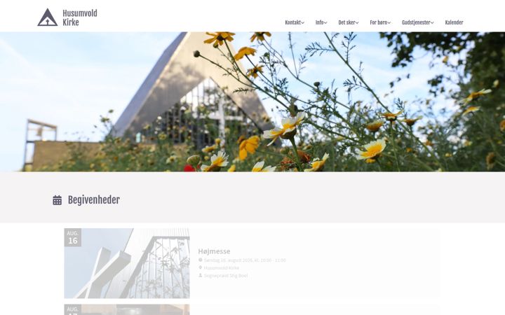 Screenshot of husumvoldkirke.dk