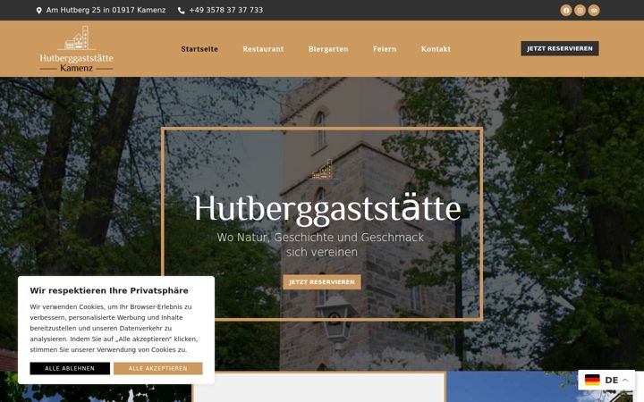 Screenshot of hutberggaststaette-kamenz.de
