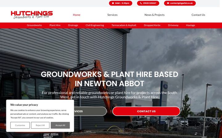 Screenshot of hutchingsgroundworks.co.uk