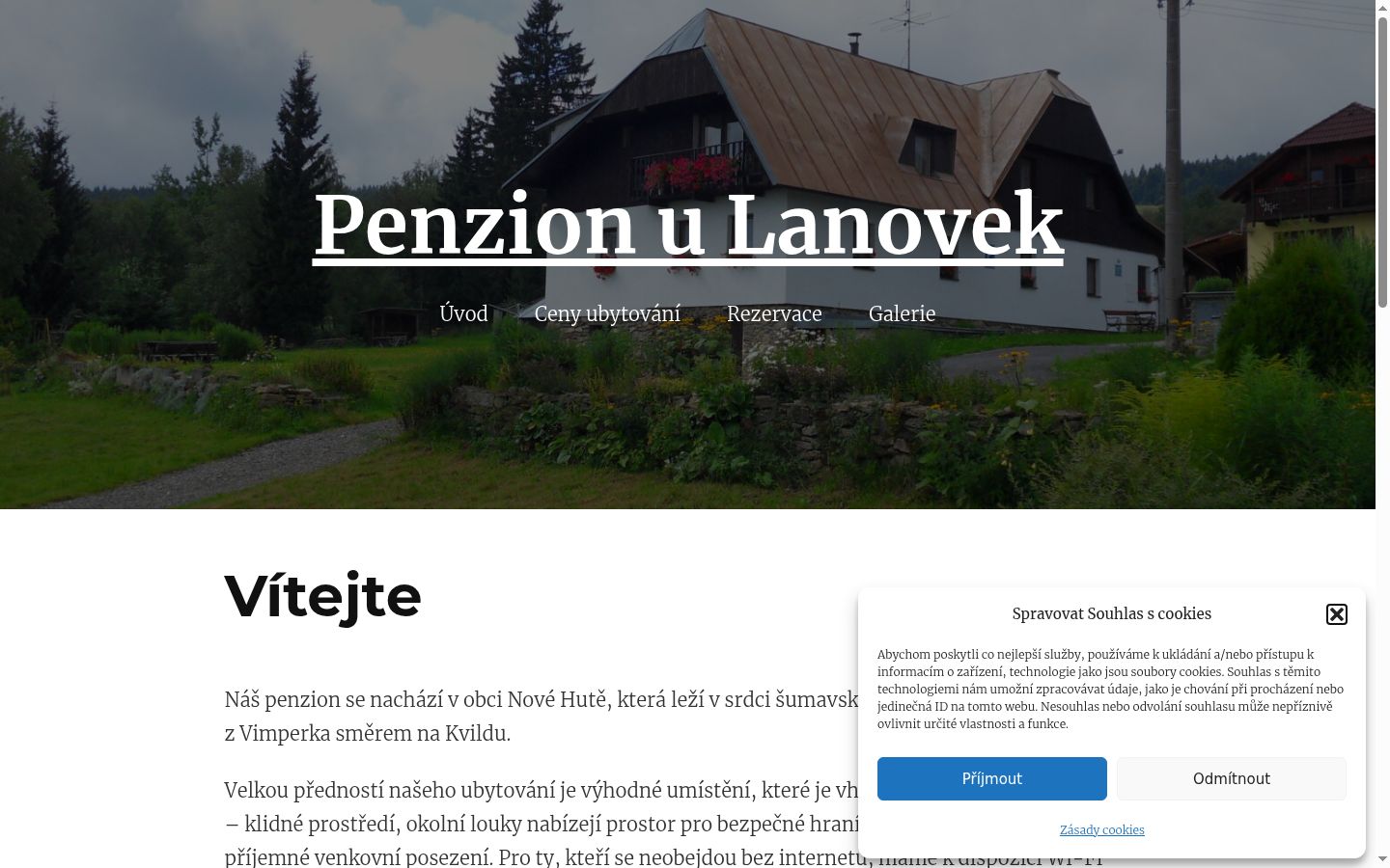Snímek obrazovky baneru souhlasu zobrazeného před jakoukoli interakcí