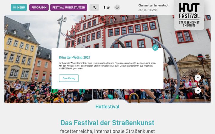 Screenshot of hutfestival.de