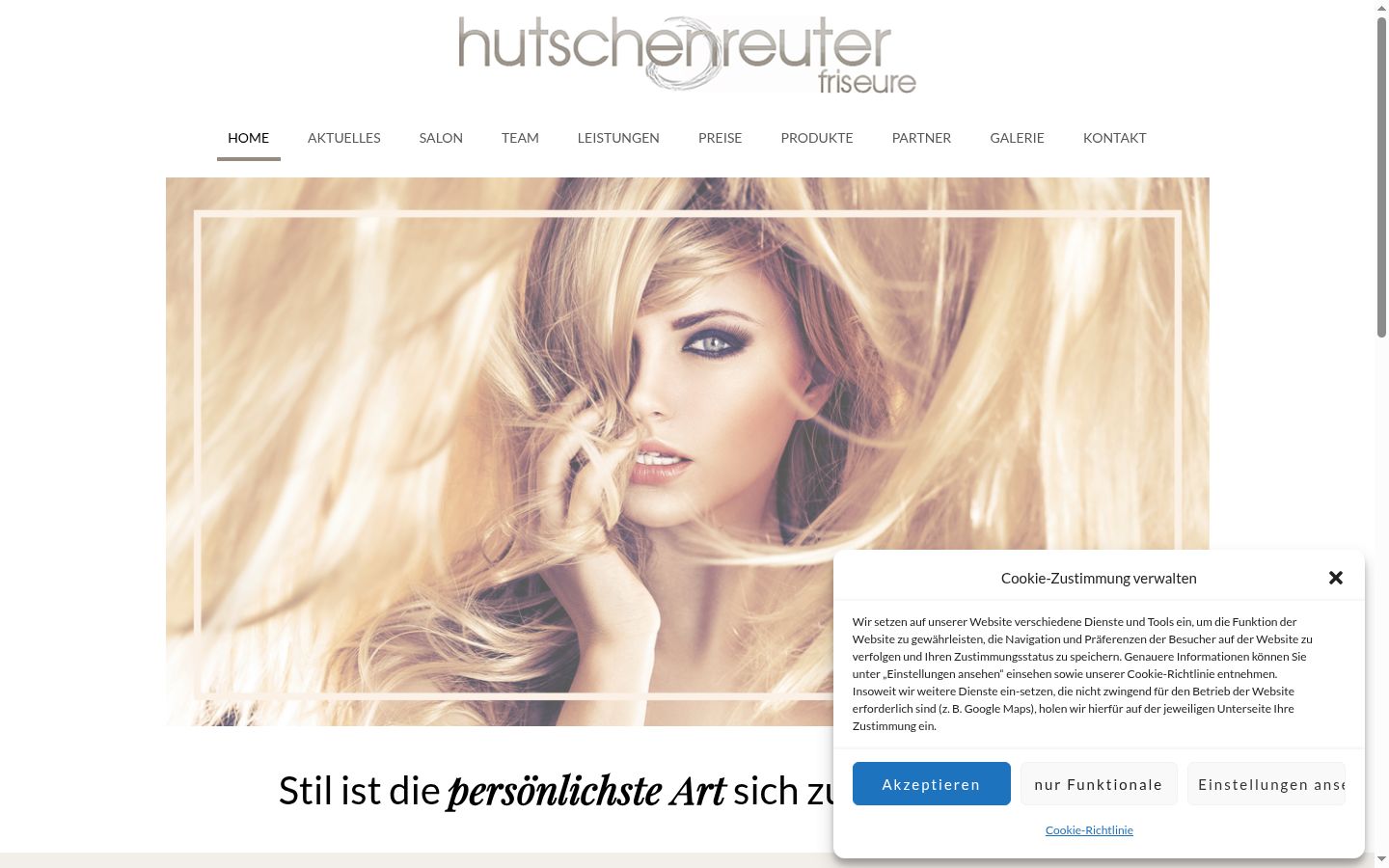 Screenshot des Einwilligungsbanners vor jeglicher Interaktion