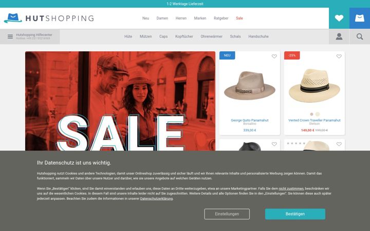 Screenshot του hutshopping.de