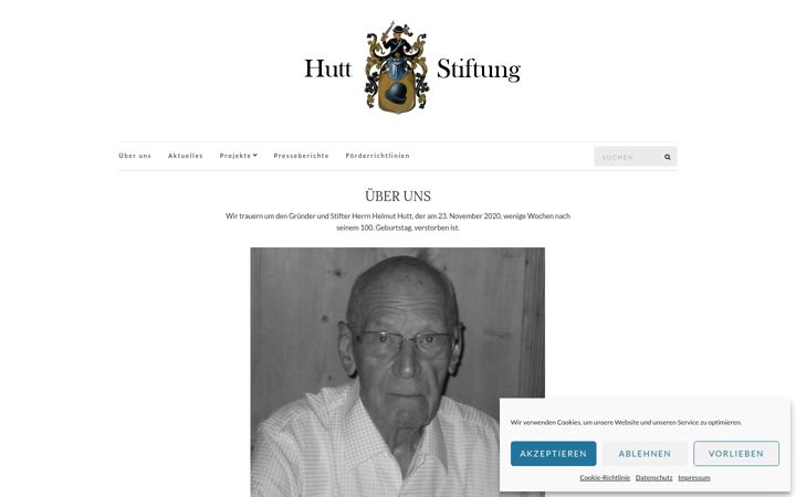 Screenshot of hutt-stiftung.de