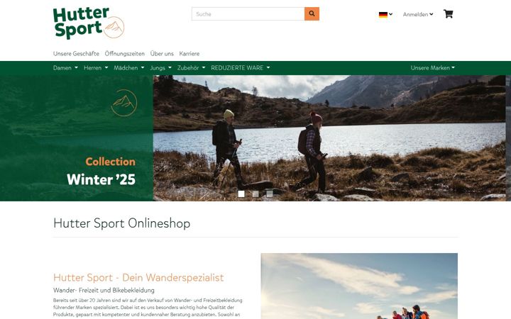 Screenshot of huttersport.com