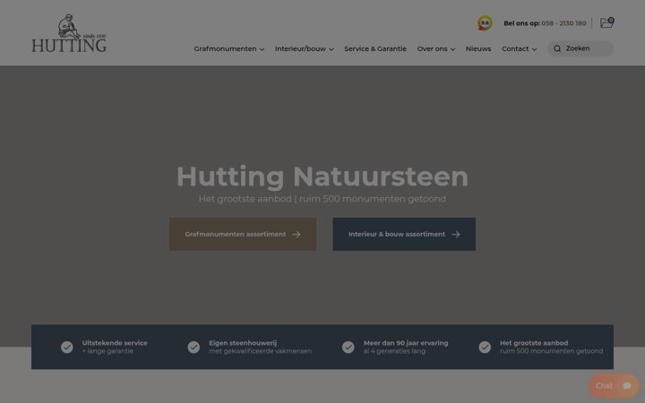 Screenshot of huttingnatuursteen.nl