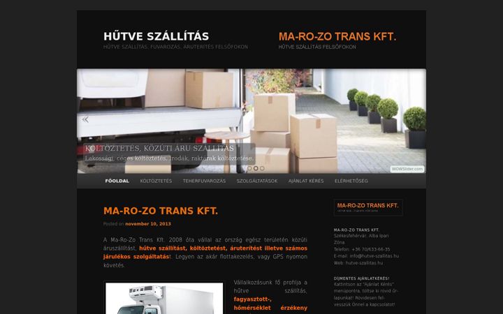 Screenshot of hutve-szallitas.hu