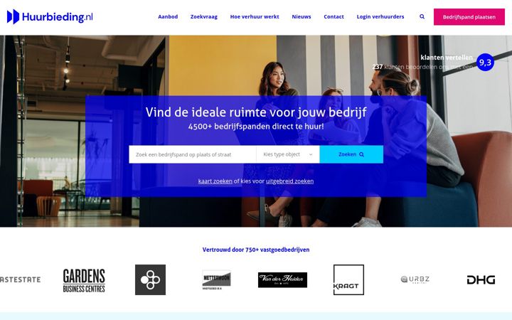 Screenshot of huurbieding.nl