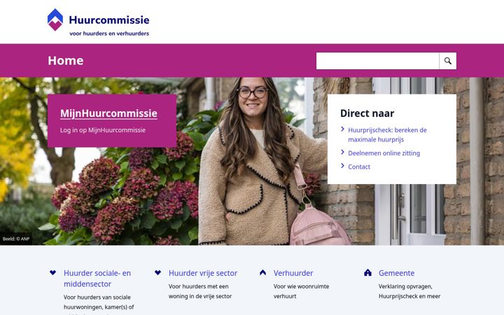 Skjermbilde av huurcommissie.nl