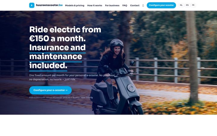 Screenshot of huureenscooter.be