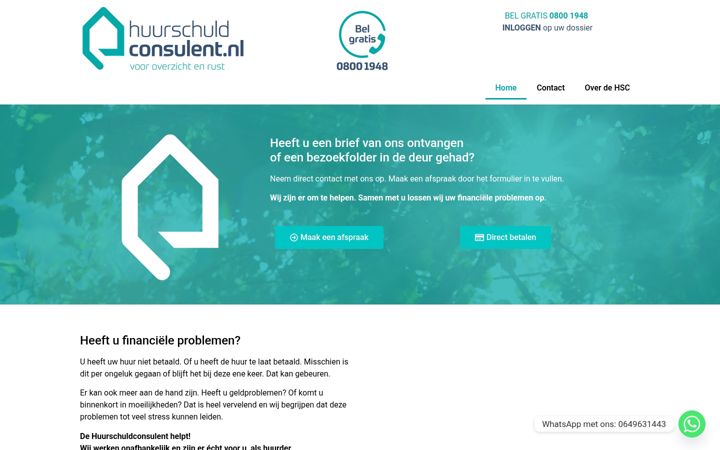 Ekrānuzņēmums no huurschuldconsulent.nl