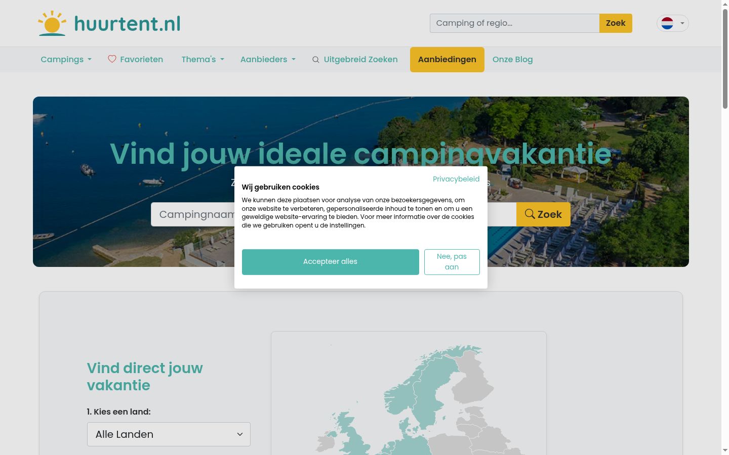 Screenshot del banner di consenso mostrato prima di qualsiasi interazione