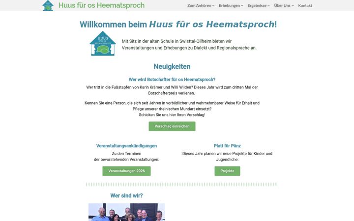 Ekraanipilt saidist huus-fuer-os-heematsproch.de
