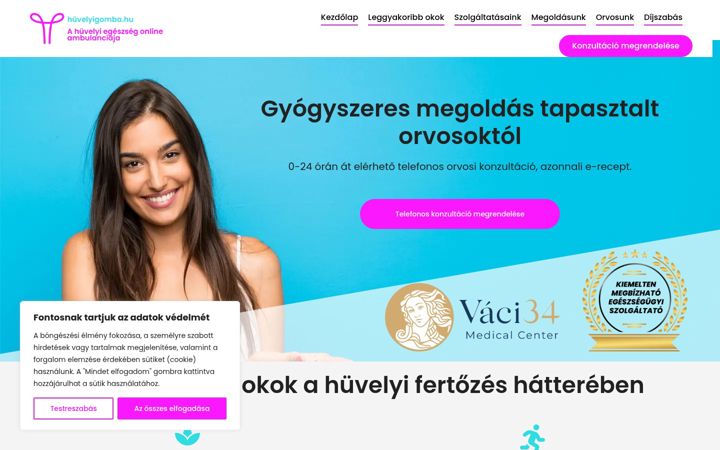 Screenshot of huvelyigomba.hu