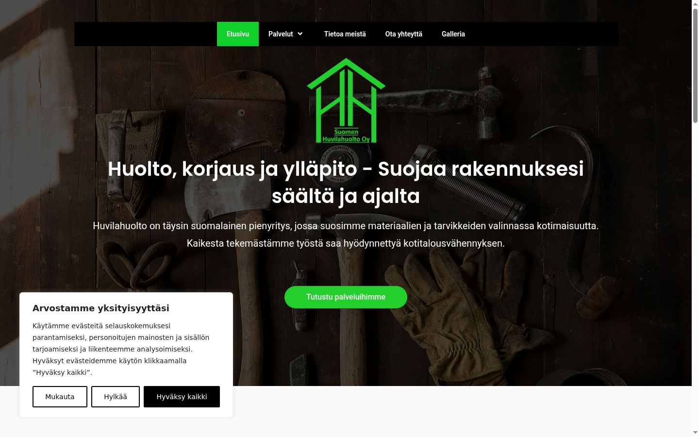 Skärmbild av samtyckesbannern som visades före någon interaktion