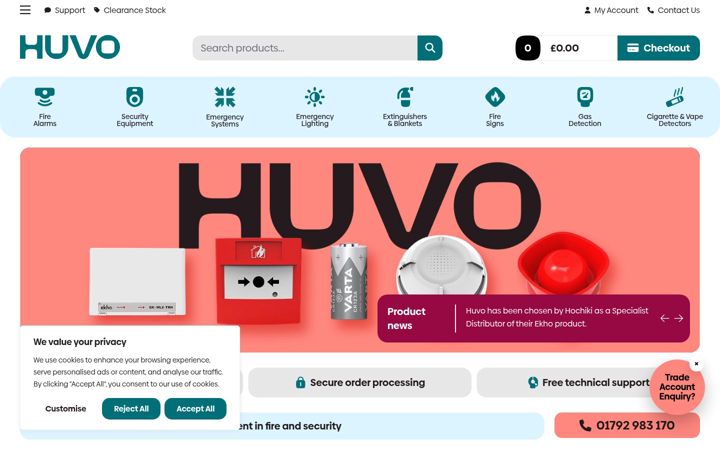 Screenshot of huvo.co.uk