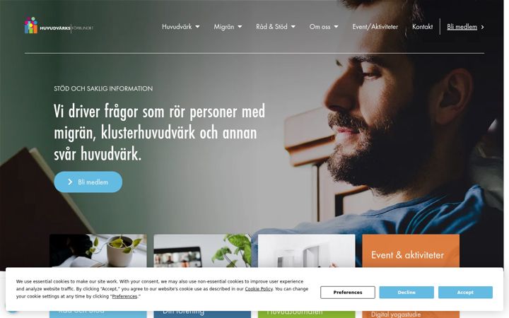 Screenshot of huvudvarksforbundet.se