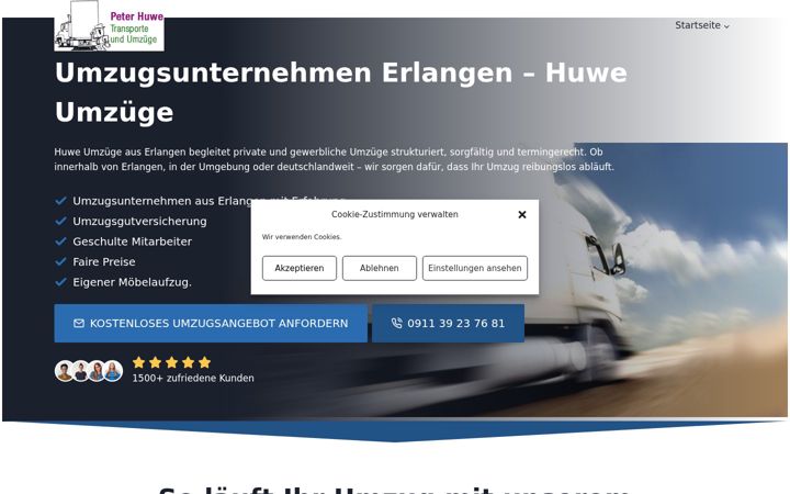 Screenshot of huweumzuege.de