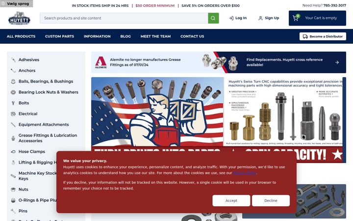 Screenshot of huyett.com
