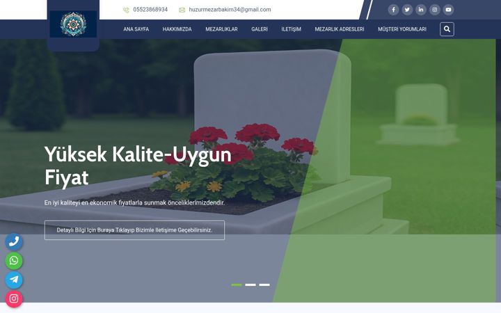 Screenshot of huzurmezarbakim.com