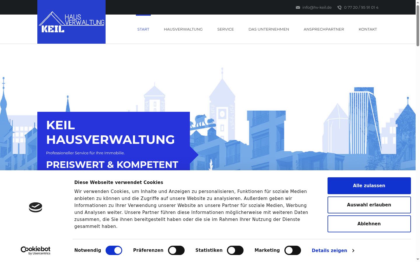 Screenshot del banner di consenso mostrato prima di qualsiasi interazione