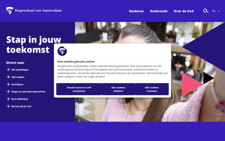 Screenshot of hva.nl