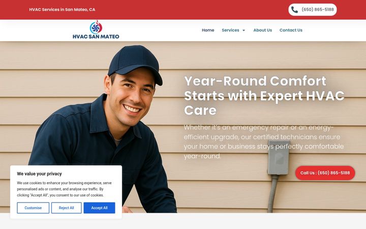 Screenshot of hvac-san-mateo.com