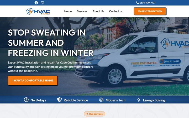 Screenshot of hvacdirectma.com