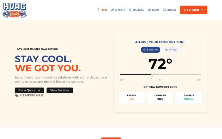 Screenshot of hvacdudes.com
