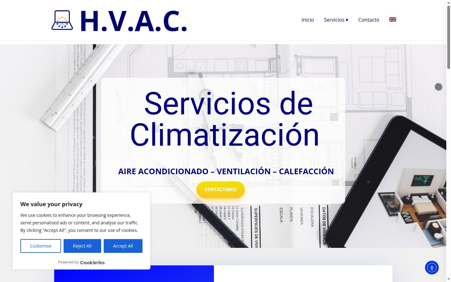 Captura de pantalla del banner de consentimiento mostrado antes de cualquier interacción