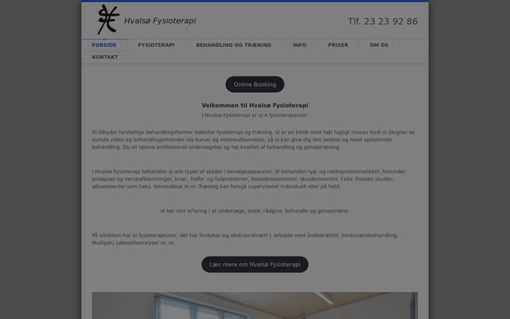 Screenshot of hvalsoefysioterapi.dk