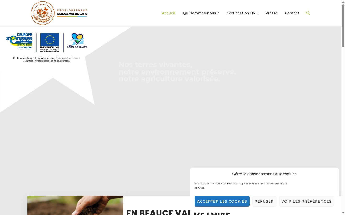 Capture d'écran de la bannière de consentement affichée avant toute interaction