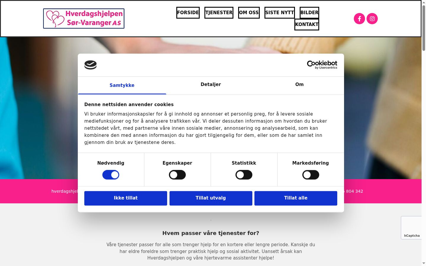Captura de ecrã do banner de consentimento apresentado antes de qualquer interação