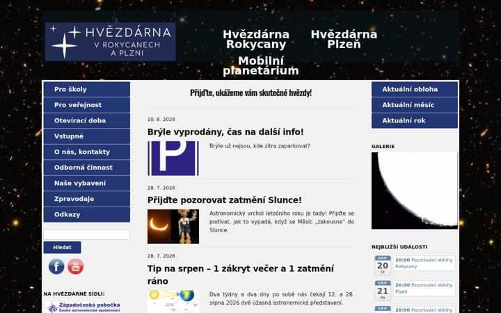 Screenshot of hvezdarnaplzen.cz