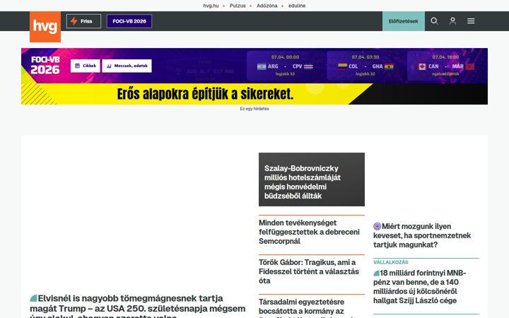 Skjámynd af hvg.hu