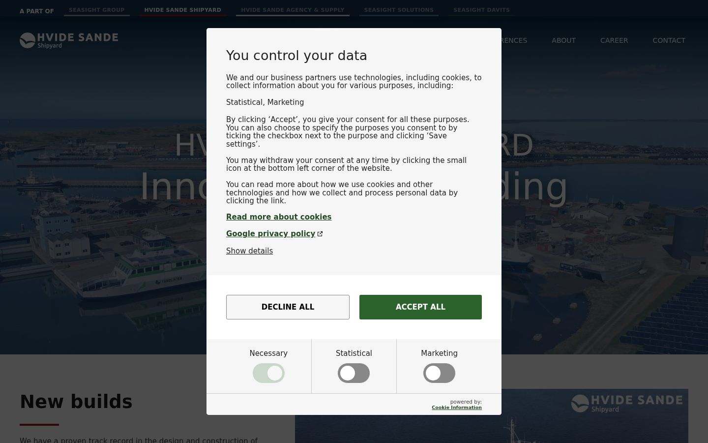 Screenshot of the consent banner shown before any interaction