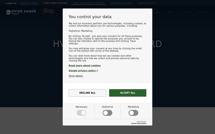 Screenshot of hvidesandeshipyard.com