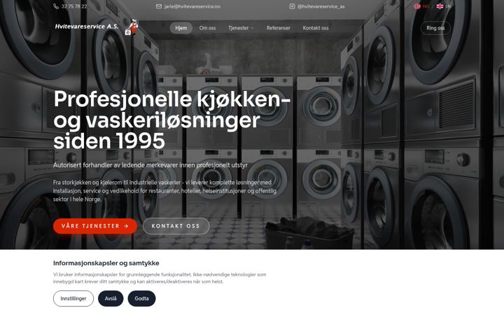 Screenshot of hvitevareservice.no