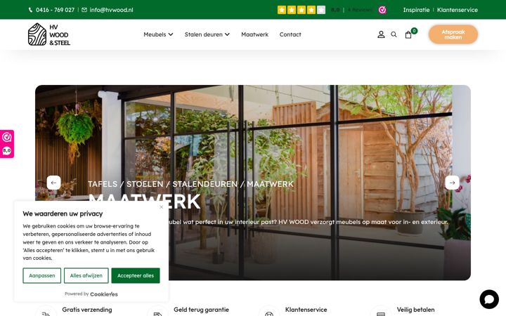 Screenshot of hvwood.nl