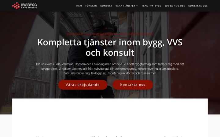Screenshot of hw-bygg.se