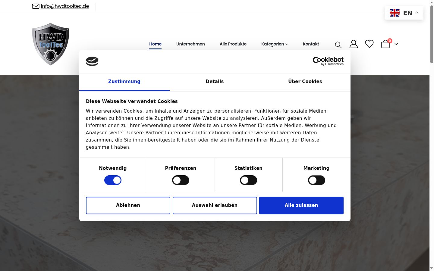 Screenshot del banner di consenso mostrato prima di qualsiasi interazione