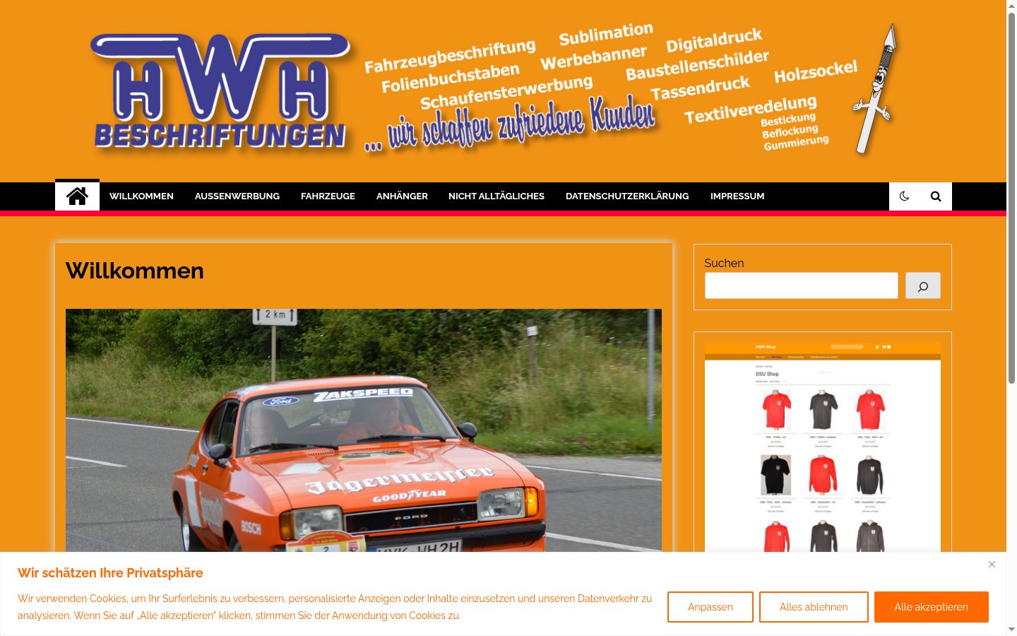 Screenshot des Einwilligungsbanners vor jeglicher Interaktion