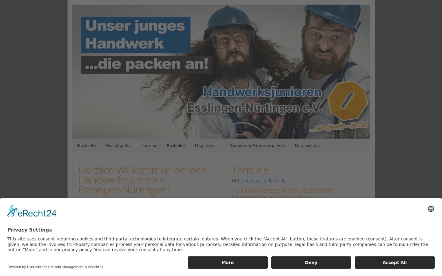 Screenshot tal-banner tal-kunsens muri qabel kwalunkwe interazzjoni