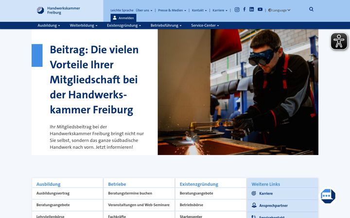 Screenshot of hwk-freiburg.de