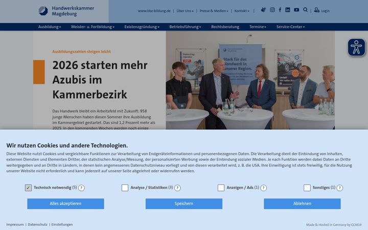 Screenshot of hwk-magdeburg.de