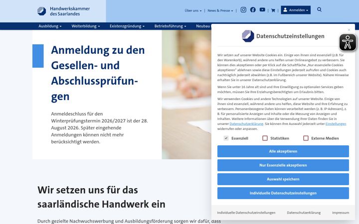 Snímek obrazovky hwk-saarland.de